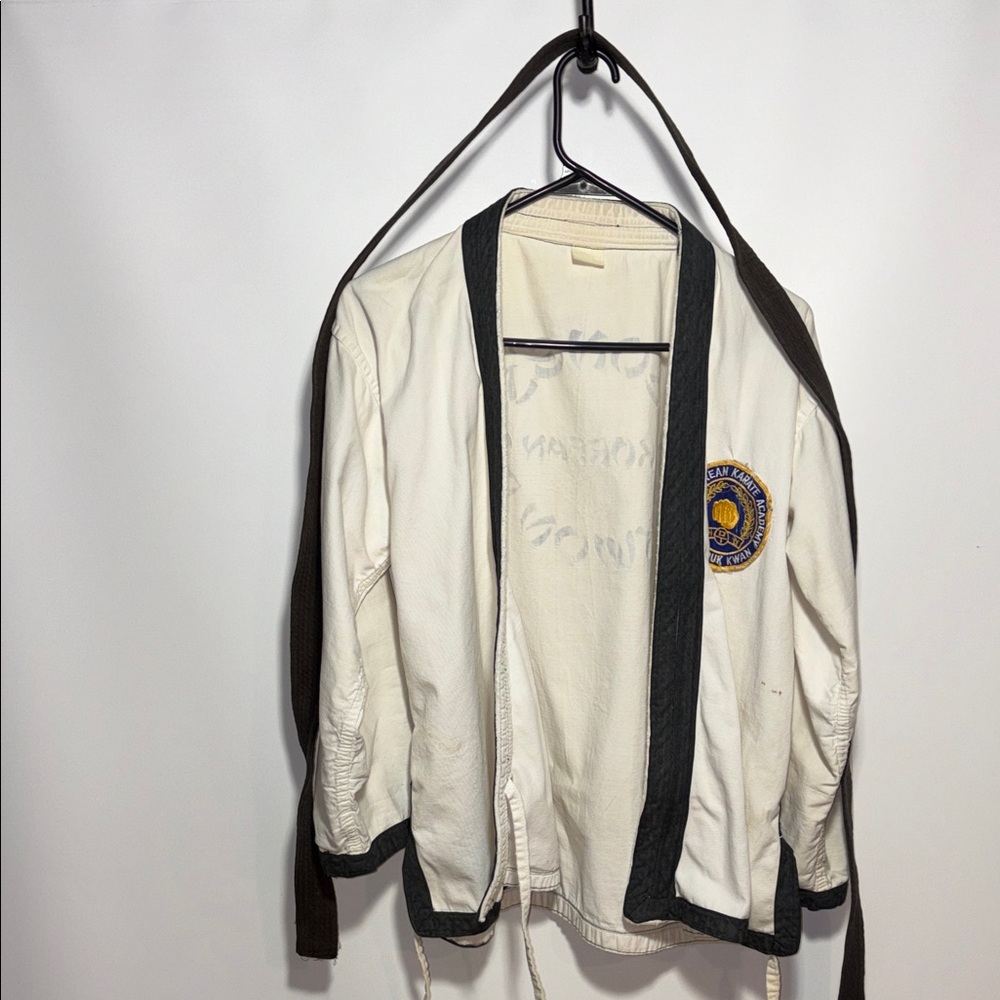 White and Black vintage karate gi with black belt